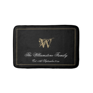 Elegant Monogram Family Nachname Neuheirat Badematte