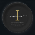 Elegant Monogram Graduation 2026 Party Pappteller<br><div class="desc">Graduation 2026 Monogram Script Initial Name Grad Party paper plates. Edit and customize with your own name,  initial,  school name and class by clicking the "Personalize" button.</div>