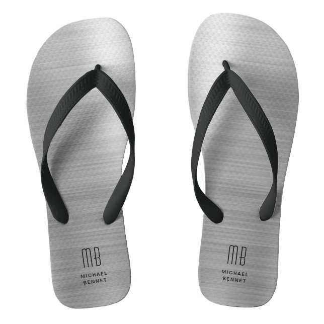 Elegant Monogram Gray Flip Flops (Fußbett)