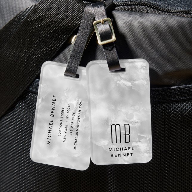 Elegant Monogram Gray Gepäckanhänger (Elegant Monogram Gray Luggage Tag)