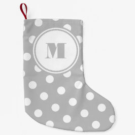 Elegant Monogram Gray Polka Dots Kleiner Weihnachtsstrumpf