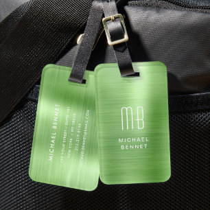 Elegant Monogram Green Gepäckanhänger