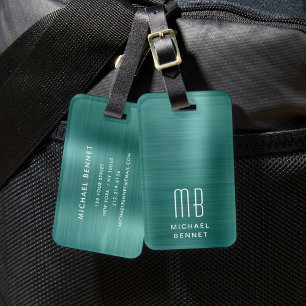 Elegant Monogram Green Gepäckanhänger