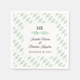 Elegant Monogram Greenerity Wedding Napkin Serviette