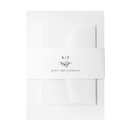 Elegant Monogram Greenery Leaves Wedding Einladungsbanderole