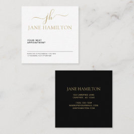 Elegant Monogram Initial Black and Gold Terminkarte