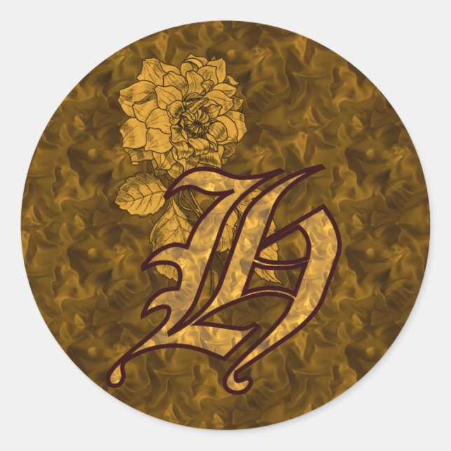 Elegant Monogram Initial H Gold Peony Sticker (Vorderseite)