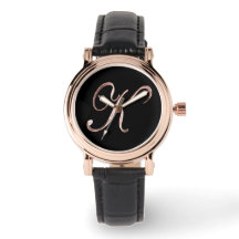 Elegant Monogram Initial K Black Rose Gold