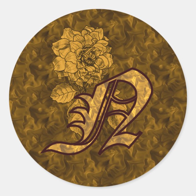 Elegant Monogram Initial N Gold Peony Sticker (Vorderseite)