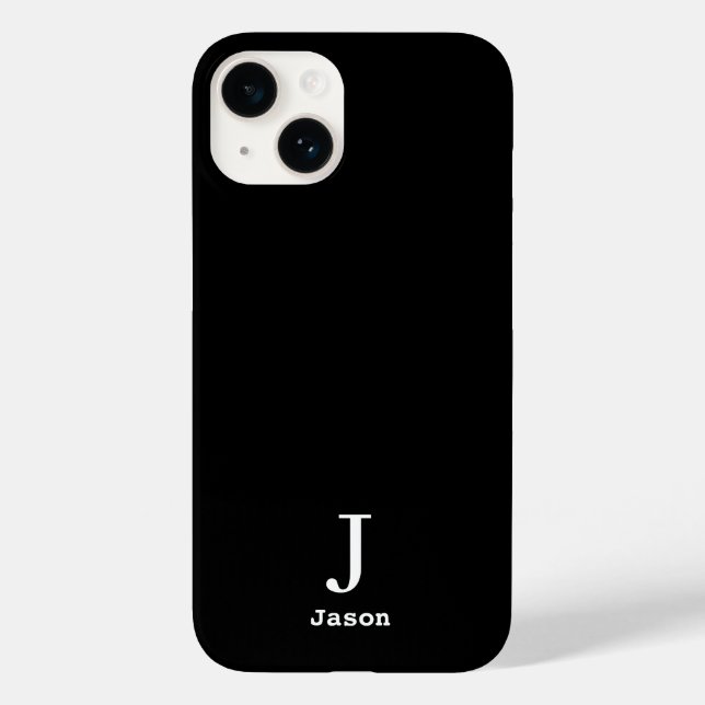 Elegant Monogram Initial Name Personalisiert Black Case-Mate iPhone Hülle (Rückseite)