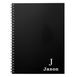 Elegant Monogram Initial Name Personalisiert Black Notizblock
