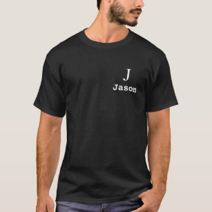 Elegant Monogram Initial Name Personalisiert Black T-Shirt