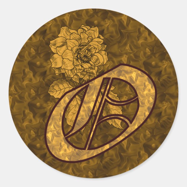 Elegant Monogram Initial O Gold Peony Sticker (Vorderseite)