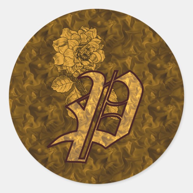 Elegant Monogram Initial P Gold Peony Sticker (Vorderseite)