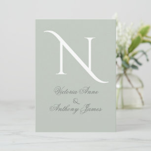 Elegant Monogram Initial Sage Green Wedding Einladung