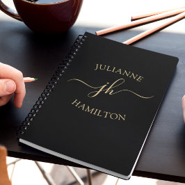 Elegant Monogram, Initial Script Name Notebook Notizblock