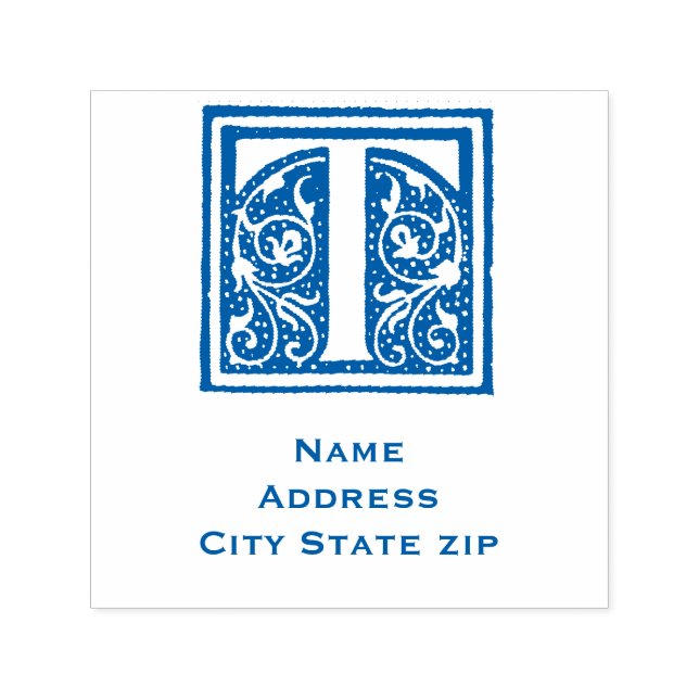 : Elegant Monogram Initial "T" Mittelalterliches M Permastempel (Design)