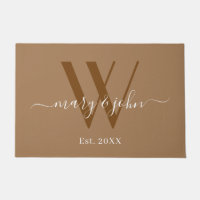 Elegant Monogram Khaki Names Script Wedding