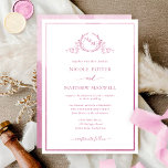 Elegant Monogram Mauve Pink Watercolor Wedding Einladung<br><div class="desc">Delight friends and family with this elegant wedding einladung showcasing exquisite fine hand drawn leafy botanical monogram with bride and groom's initials. Einladungsfront trimmed with thin mauve, berry and pink hues watercolor frame, while einladung zum Back featuring beautiful watercolor wash in mauve, berry and pink hues. Clean and simple design...</div>