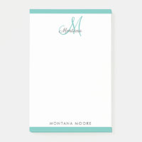 Elegant Monogram Modern Simple Girly Aquamarin Pos