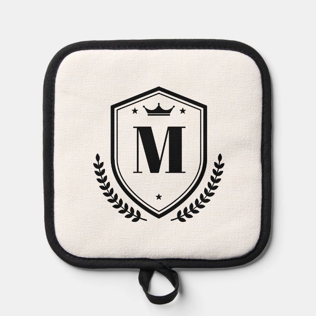 Elegant Monogram Name Initial Letter Laurel Wreath Topflappen (Von Creator hochgeladen)