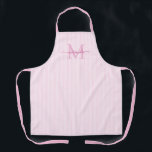 Elegant Monogram Name Pink Stripe Schürze<br><div class="desc">Add a touch of elegance to everyday cooking and baking with this feminine personalized apron. Featuring a soft pink and white striped background, this stylish apron is beautifully finished with your initial and name in a fancy script font, creating a timeless and sophisticated look. Perfect for home cooks, bakers, entertainers,...</div>