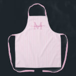 Elegant Monogram Name Pink Stripe Schürze<br><div class="desc">Add a touch of elegance to everyday cooking and baking with this feminine personalized apron. Featuring a soft pink and white striped background, this stylish apron is beautifully finished with your initial and name in a fancy script font, creating a timeless and sophisticated look. Perfect for home cooks, bakers, entertainers,...</div>