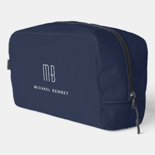 Elegant Monogram Navy Blue Waschbeutel
