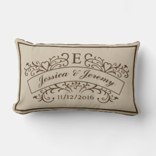 Elegant Monogram Newly Weds Lumbar Pillow Lendenkissen