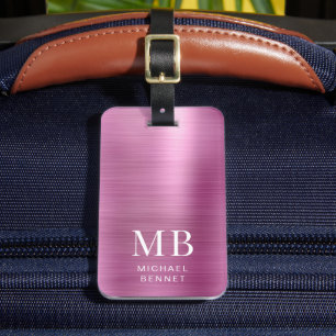 Elegant Monogram Pink Gepäckanhänger