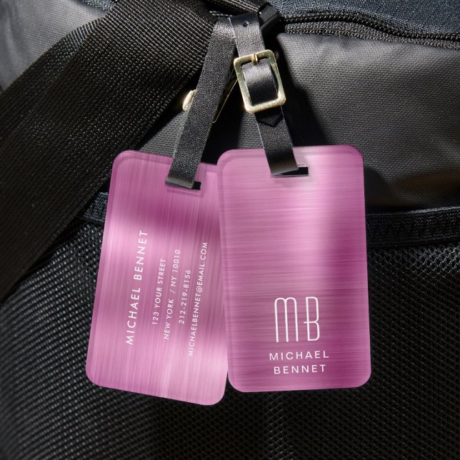 Elegant Monogram Pink Gepäckanhänger (Elegant Monogram Pink Luggage Tag)