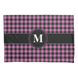 Elegant Monogram Pink Gingham Kissenbezug