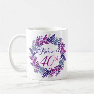 Elegant Monogram Pink und Lila 40. Geburtstag Kaffeetasse