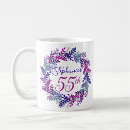 Elegant Monogram Pink und Lila 55. Geburtstag Kaffeetasse