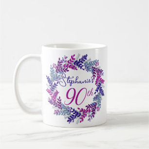 Elegant Monogram Pink und Lila 90. Geburtstag Kaffeetasse