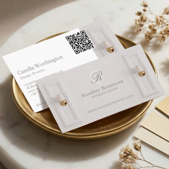 Elegant Monogram Professional Interior Designer Visitenkarte (Elegant Monogram Professional Interior Designer Business Card)