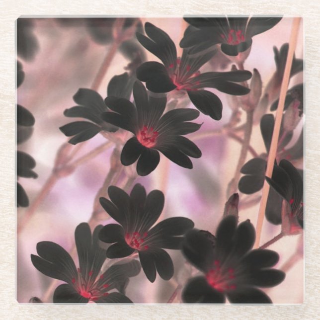 Elegant Monogram Purple Flowers Glasuntersetzer (Vorderseite)