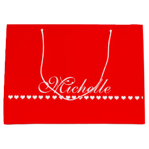Elegant Monogram Red Große Geschenktüte
