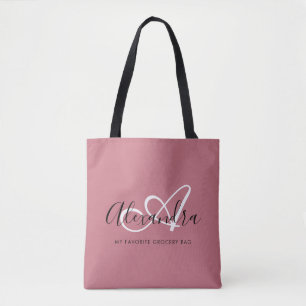 Elegant Monogram Rose Gold Script Name Initial