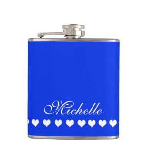 Elegant Monogram Royal Blue Flachmann