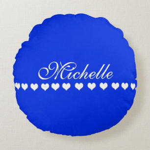 Elegant Monogram Royal Blue Rundes Kissen