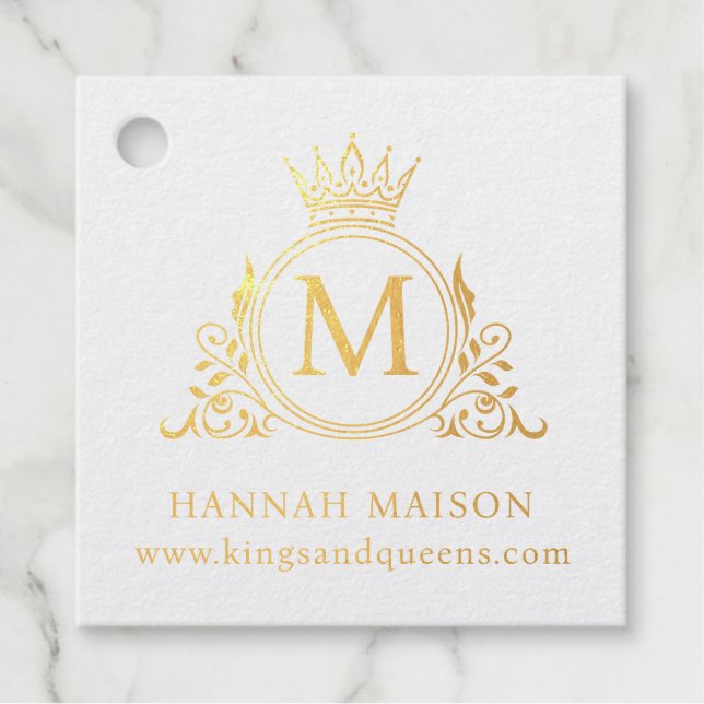 Elegant, Monogram, Royal, Crown, Logo Geschenkanhänger (Vorderseite)