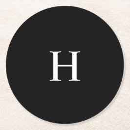 Elegant Monogram Runder Pappuntersetzer