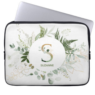 Elegant Monogram S Eucalyptus Wreath Laptopschutzhülle
