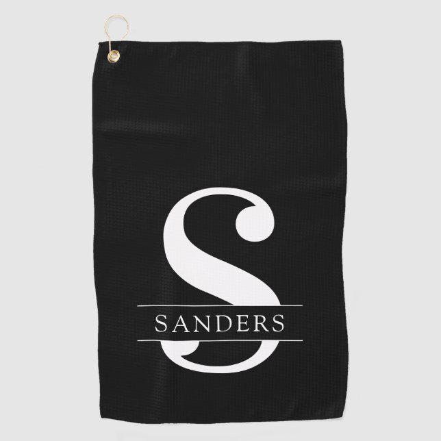 Elegant Monogram | SCHWARZ-WEISS Golfhandtuch (Vorderseite)