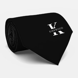 Elegant Monogram Schwarz-weiß Krawatte