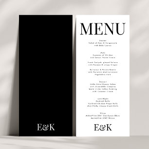 Elegant Monogram Schwarz-weiß Wedding BOLD BIG Menükarte