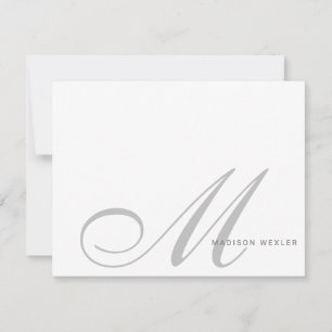 Elegant Monogram Script Initial Simple Personal Mitteilungskarte