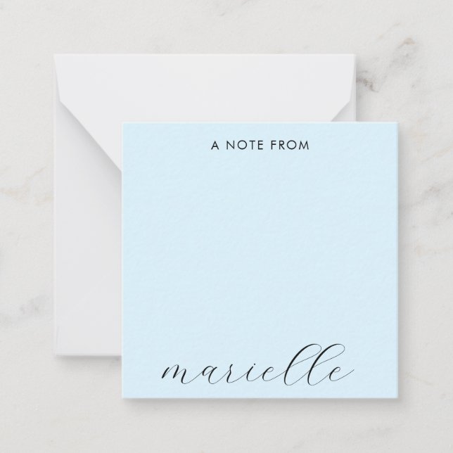Elegant Monogram Script Pastel Blue Mitteilungskarte (Vorderseite)