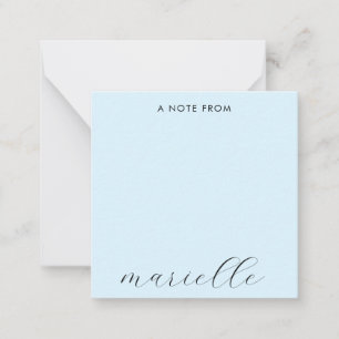 Elegant Monogram Script Pastel Blue Mitteilungskarte